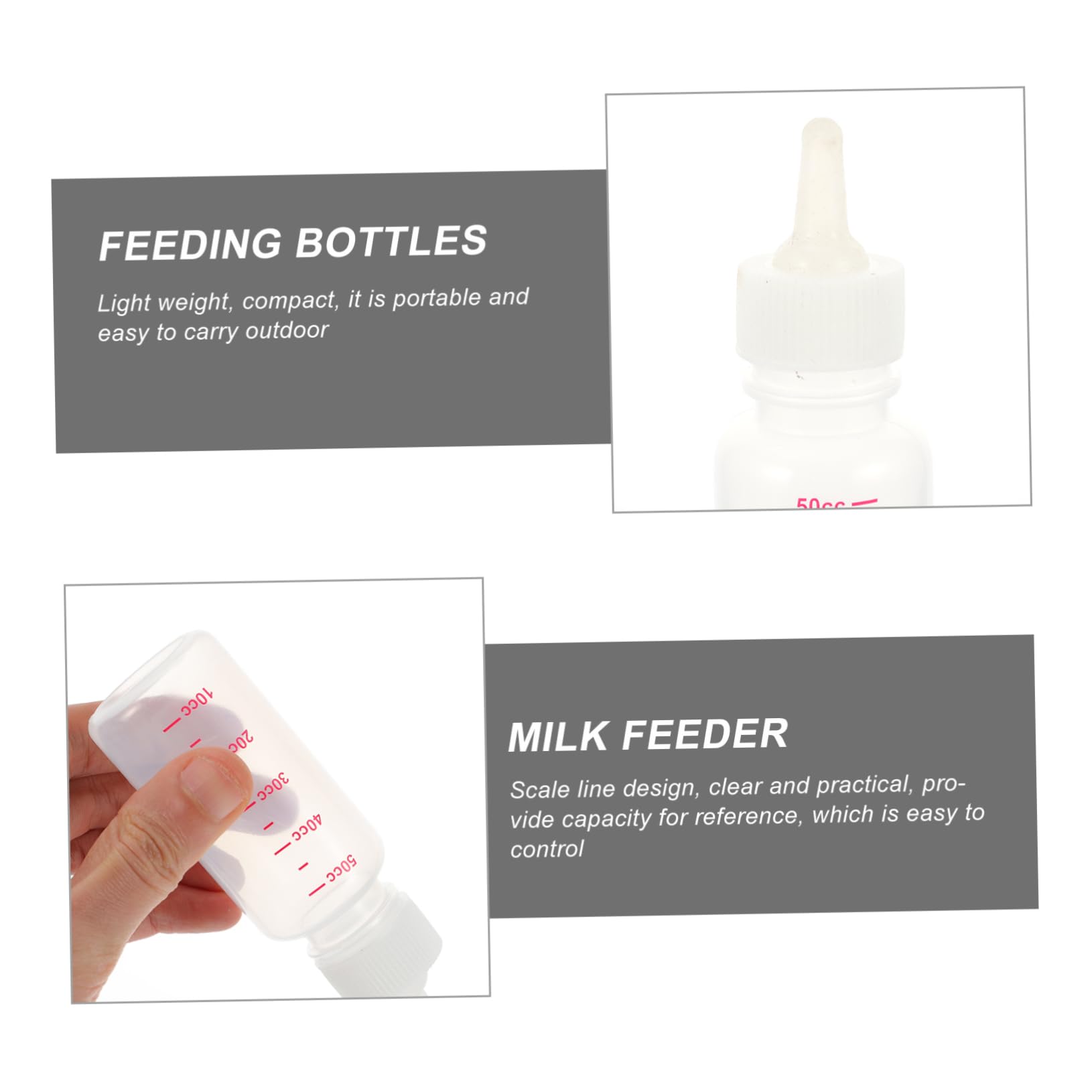 COLLBATH 50ml Kitten Feeding Bottle Pet Nursing Bottles for Small Pets Silicone Material Safe for Newborn Puppies Kittens