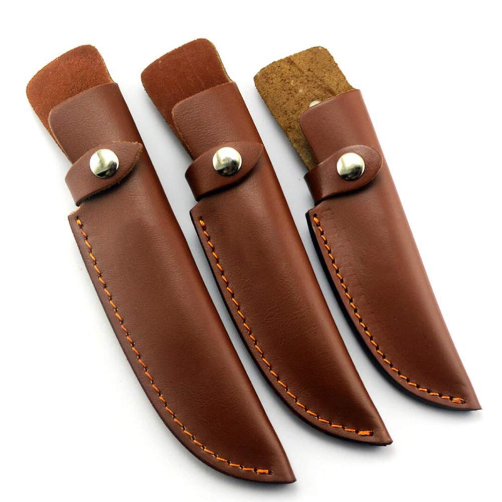 Cuero Marrón Hoja Fija Cuchillo Vaina Cinturón Loop Caso Titular Bolsa Bolsa - Caza Cuchillos Cuero Vaina Universal Cuchillo Edge Guard