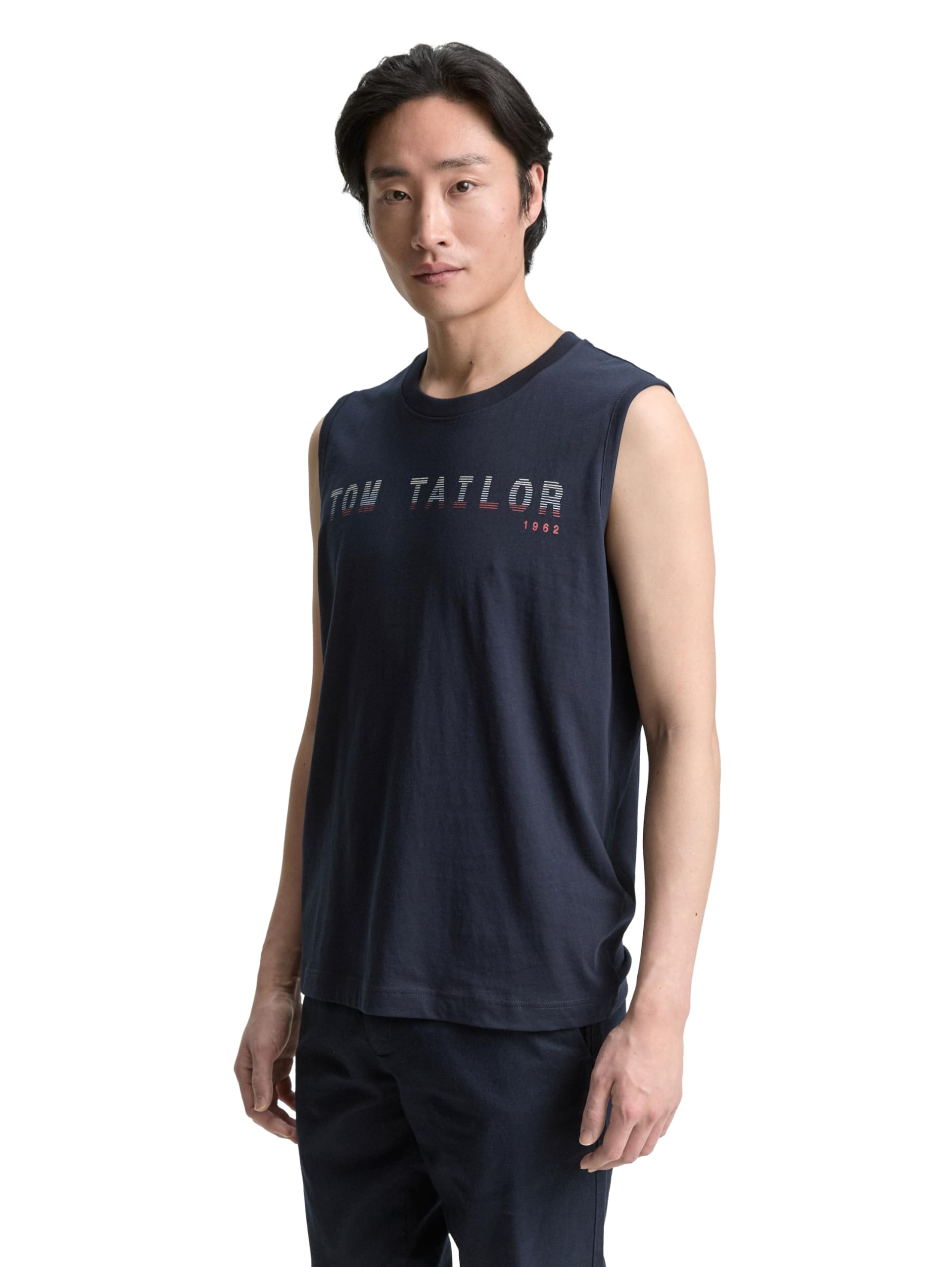 Tom Tailor Herren Tanktop mit Logo-Print