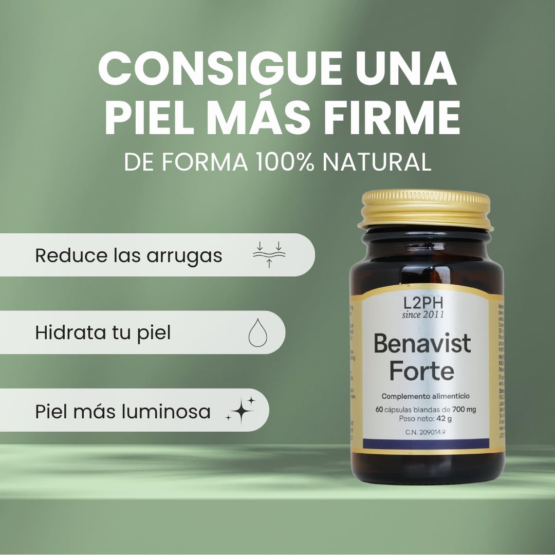 BENAVIST FORTE – Complemento Alimenticio antioxidante para Combatir el Envejecimientode la Piel, reducir Arrugas y mejorar la Salud Ocular (60 Cápsulas). Con Astaxantina, Betacaroteno y Luteína.