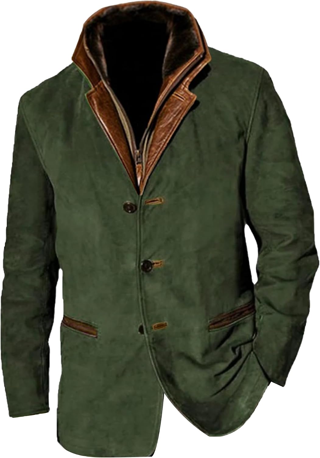 Men Vintage Lapel Cotton Coat with Pocket Single Breasted Classy Cozy Suit Blazer Fall Casual Business Outerwear