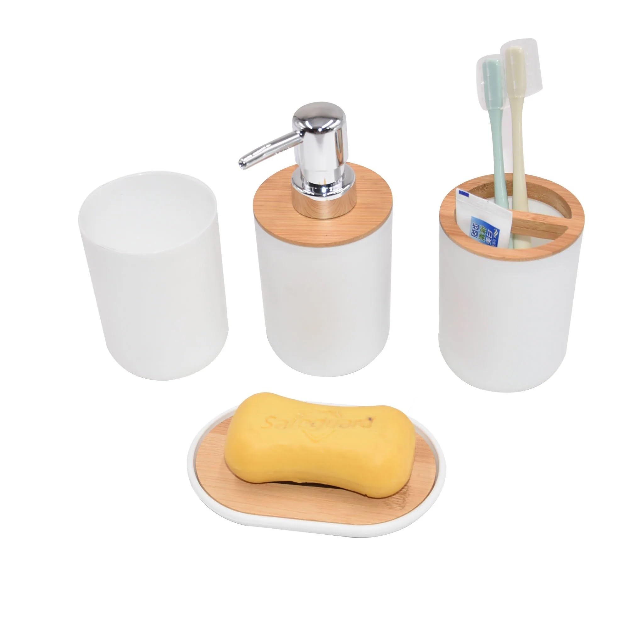 Accesorios De BañO Dispensador de loción y jabón, Set Accesorios baño, jabonera Madera Resina, Soporte for Cepillo Dientes, Vaso, Bomba, Botella, Taza, Blanco o Negro, 1 ud(Toilet Brush)
