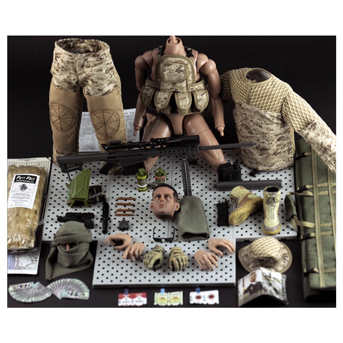 Bewegliche Soldaten Figur, 1/6 Maßstab Vintage Militär Bewegliche Special Forces Soldatenfigur mit Zubehör, Sammelfigur für Teenager und Enthusiasten (Scharfschütze)