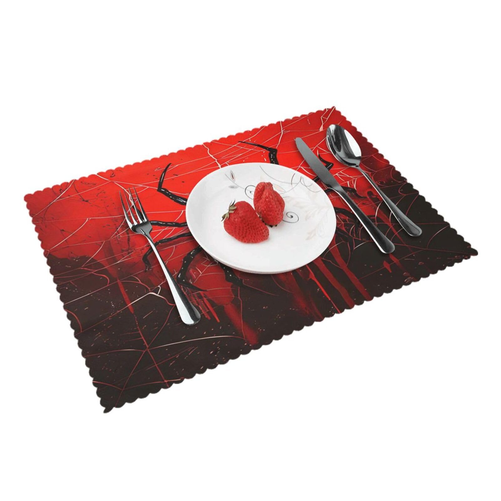 Spider Placemats Set of 4 Print Table Mats Place Mats Table Decor for Kitchen Dining 12X18 in