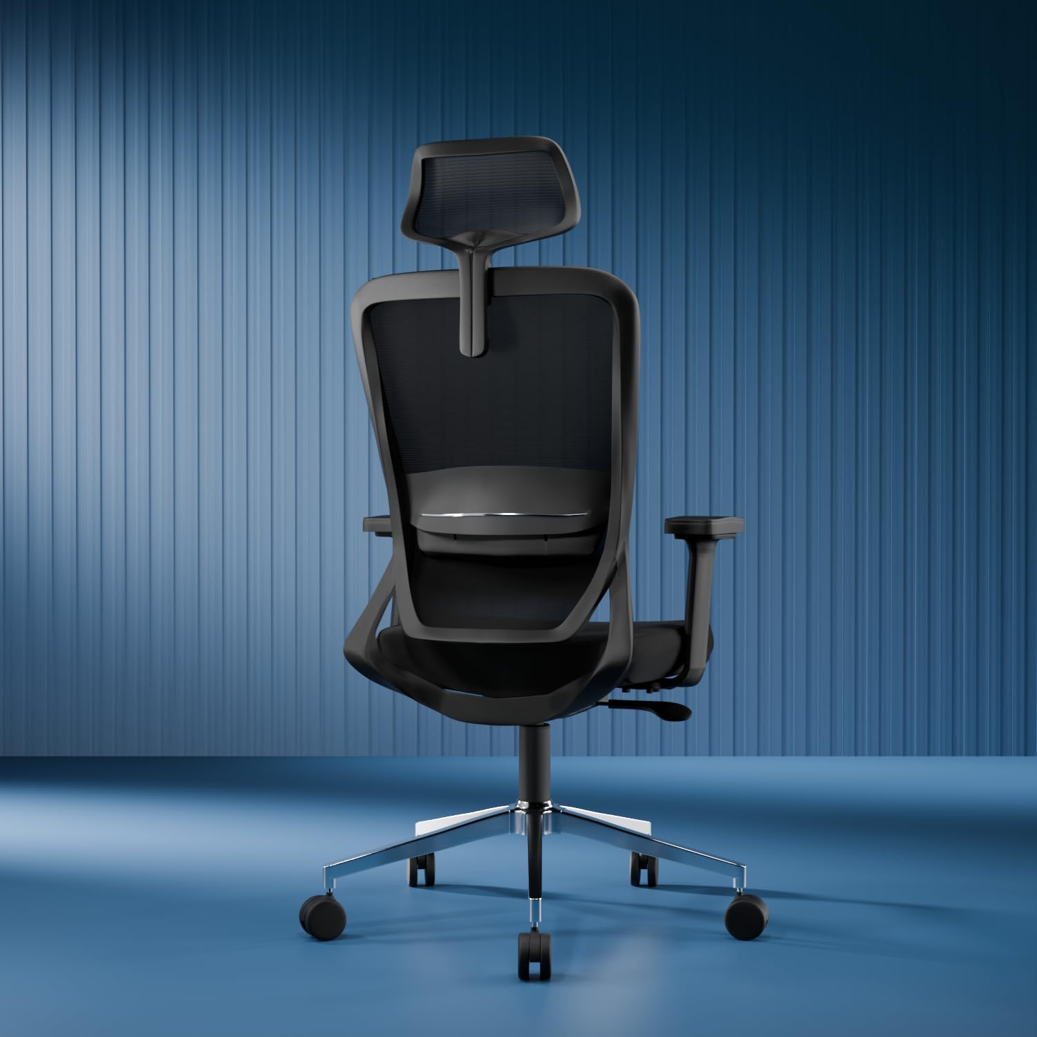 Ease Premium Ergonomic Mesh Office Chair, High Back, Adjustable Lumbar Support, 3D Armrests, Auto Tilt-Lock Recline, Heavy-Duty Metal Base, Chair for Gaming, Study & Home Office (Black)