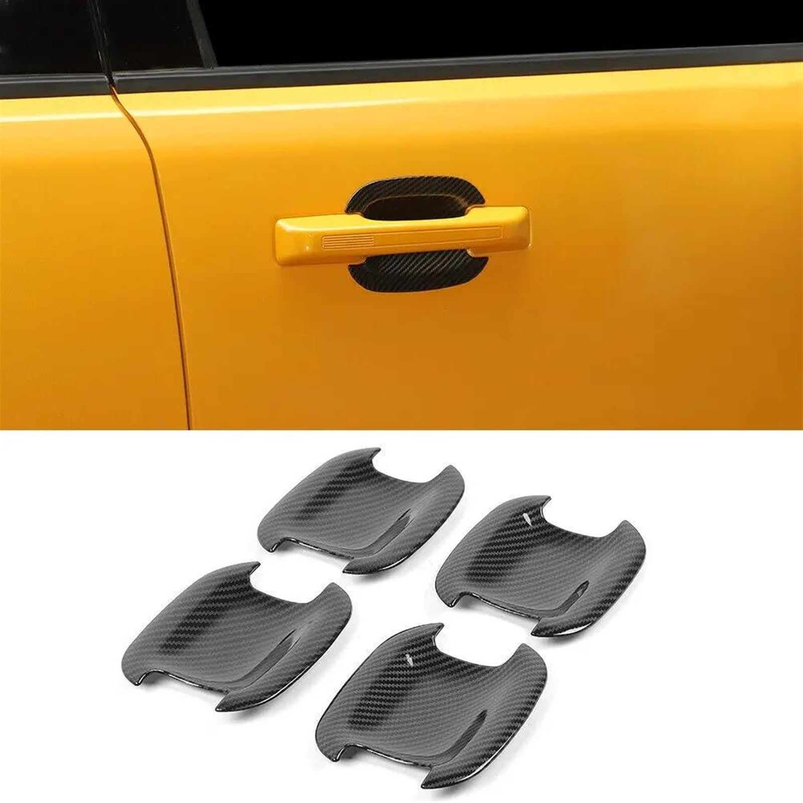 NOHEEU 4pcs ABS Car Exterior Door Handle Bowl Cover Guard Trim Box Accessories Chrome for Ford for Bronco Sport 2021 2022(Black)