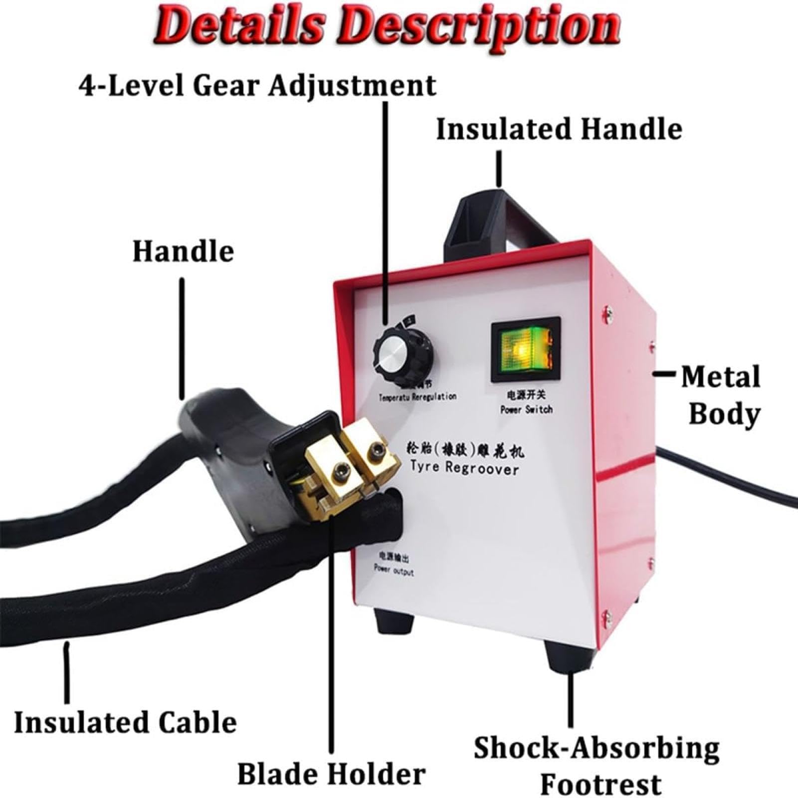 Máquina ranuradora de neumáticos, Kit Profesional para Cortar neumáticos de Coche con Cuchilla y Mango ergonómico, Herramienta ranuradora de neumáticos de 350 W (110 V)