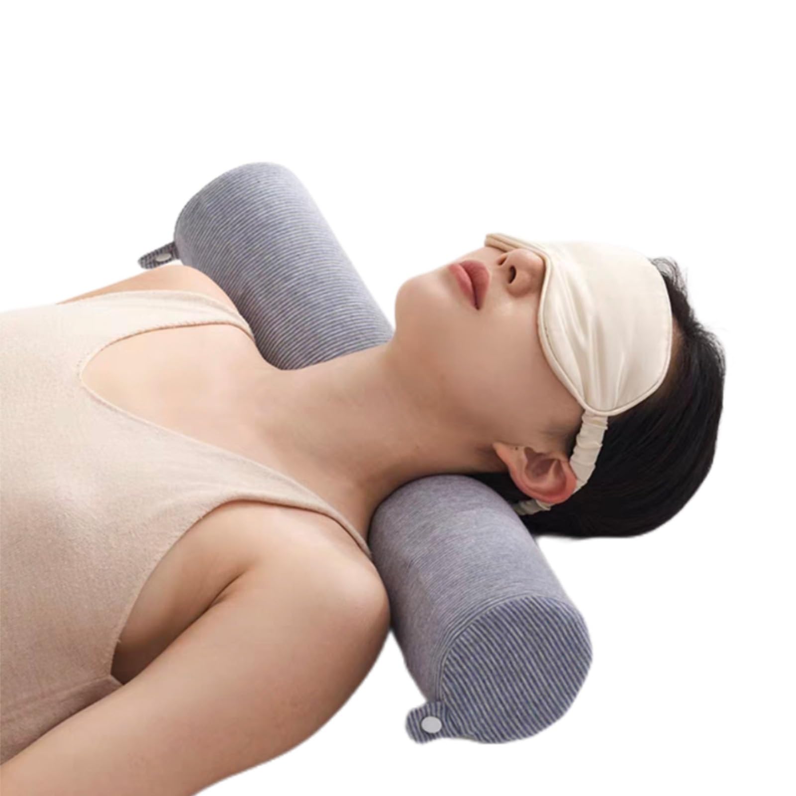 Oreiller en Rouleau De Mousse À Mémoire De Forme Oreiller Cylindrique Rond Oreiller Cervical en Rouleau Doux Traversin du Cou Coussin Lombaire Cale De Sommeil for Jambe Genou(Grey,67 * 10cm)