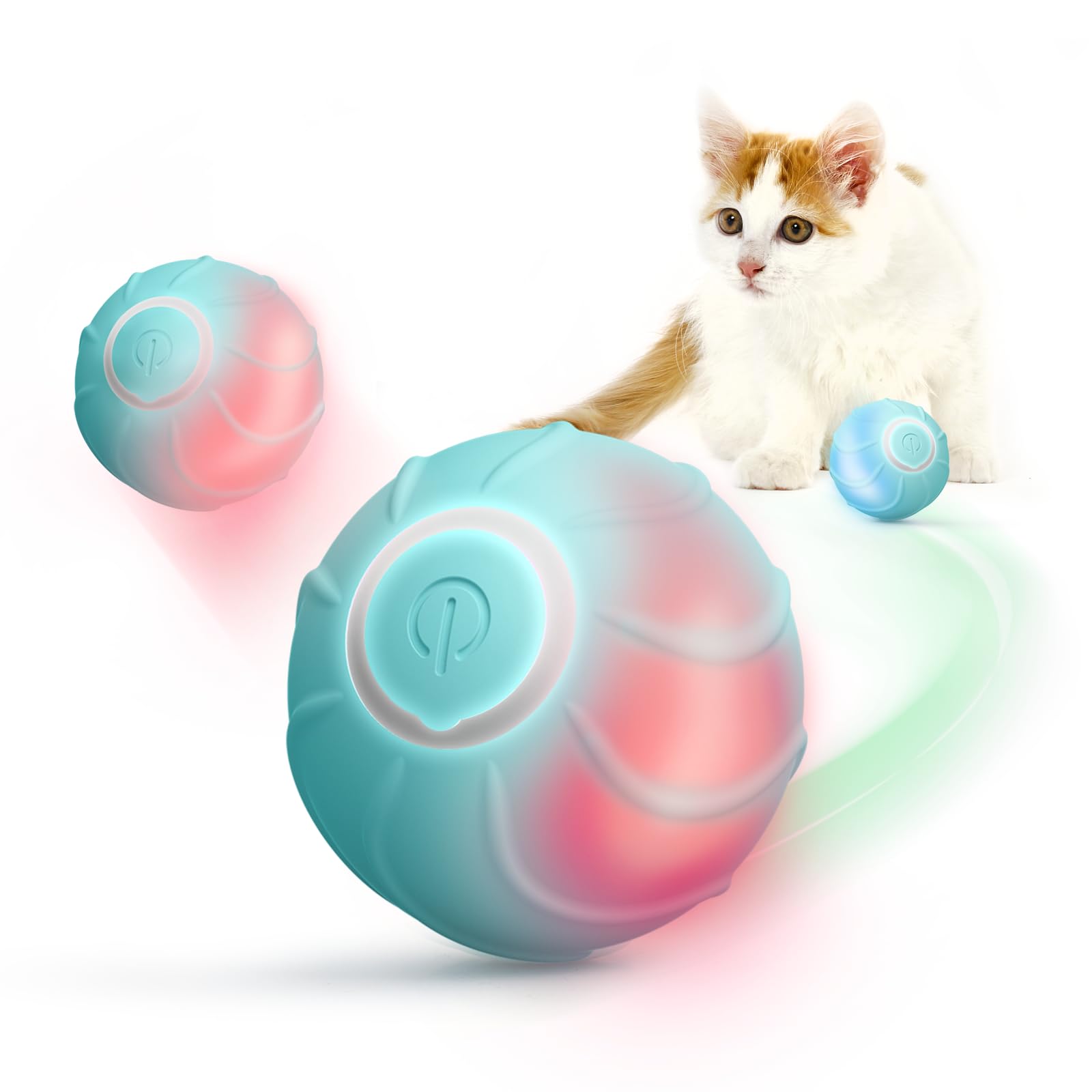 Baytion® Juguetes para Gatos, Juguete Rebotador Interactivo para Gatos, Juego de Pelota Ideal para Gatos para Entretenimiento y Estimulación del Movimiento, 2 Modos, Tipo-C，Azul