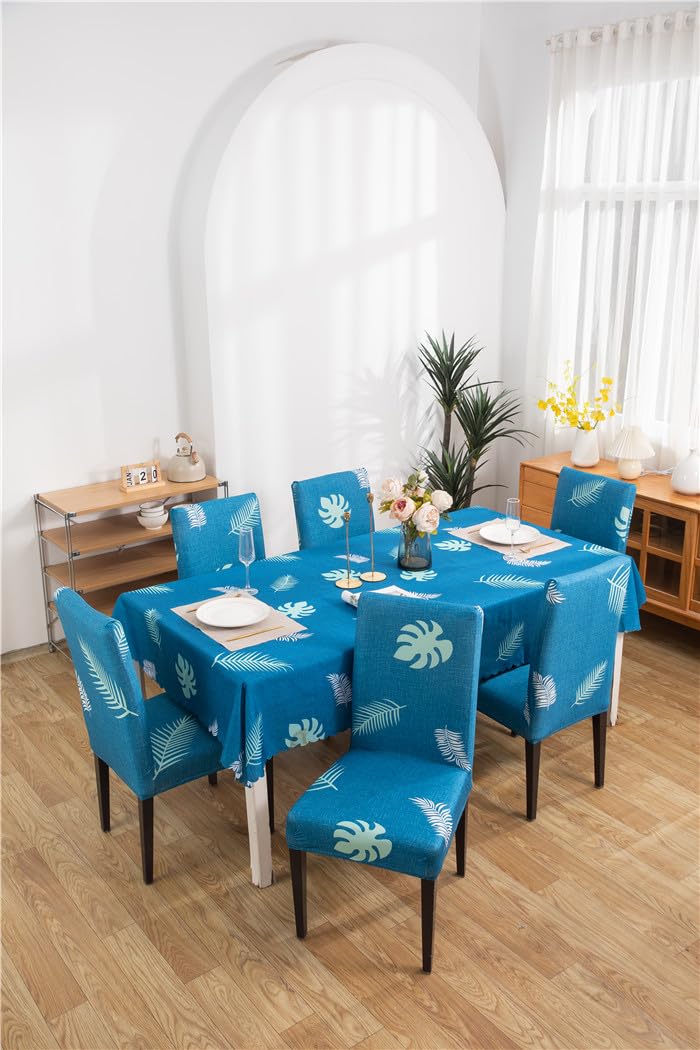 Crudly Table Cloth Matching Dining Chair Cover Set Waterproof Oil Proof Table Covers Seat Protector Elastic Chair Cover Printed (Teal Flamingo, 140x220, 1 Table Cover + 6 Chair Cover) (B0DD721VY7) Amazon Price History, Amazon Price Tracker