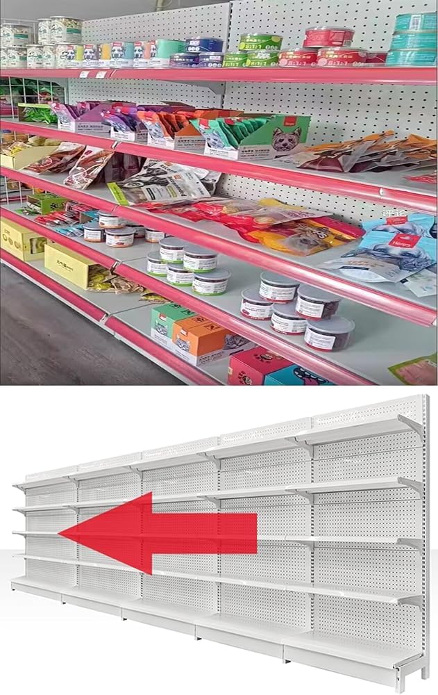 Detaliczna półka gondolowa – 5-półkowy stojak ścienny do supermarketów, sklepów spożywczych, artykułów biurowych, sklepów monopolowych, jednostronny design