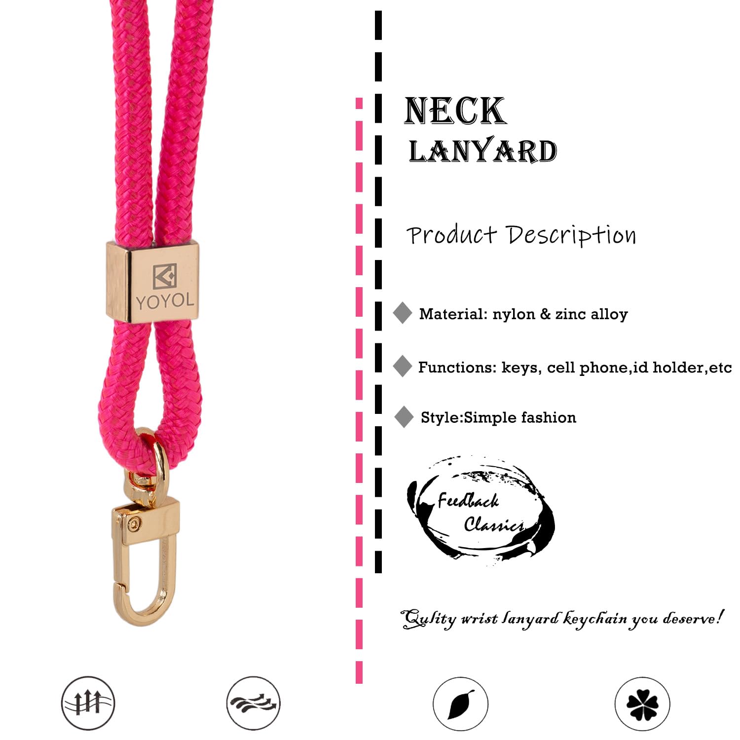YOYOL Neck Lanyard Key Chain Premium Quality Necklet Strap Holder,for Id Badge,Keys,Wallet, for Men Women Cool Lanyards - Image 2