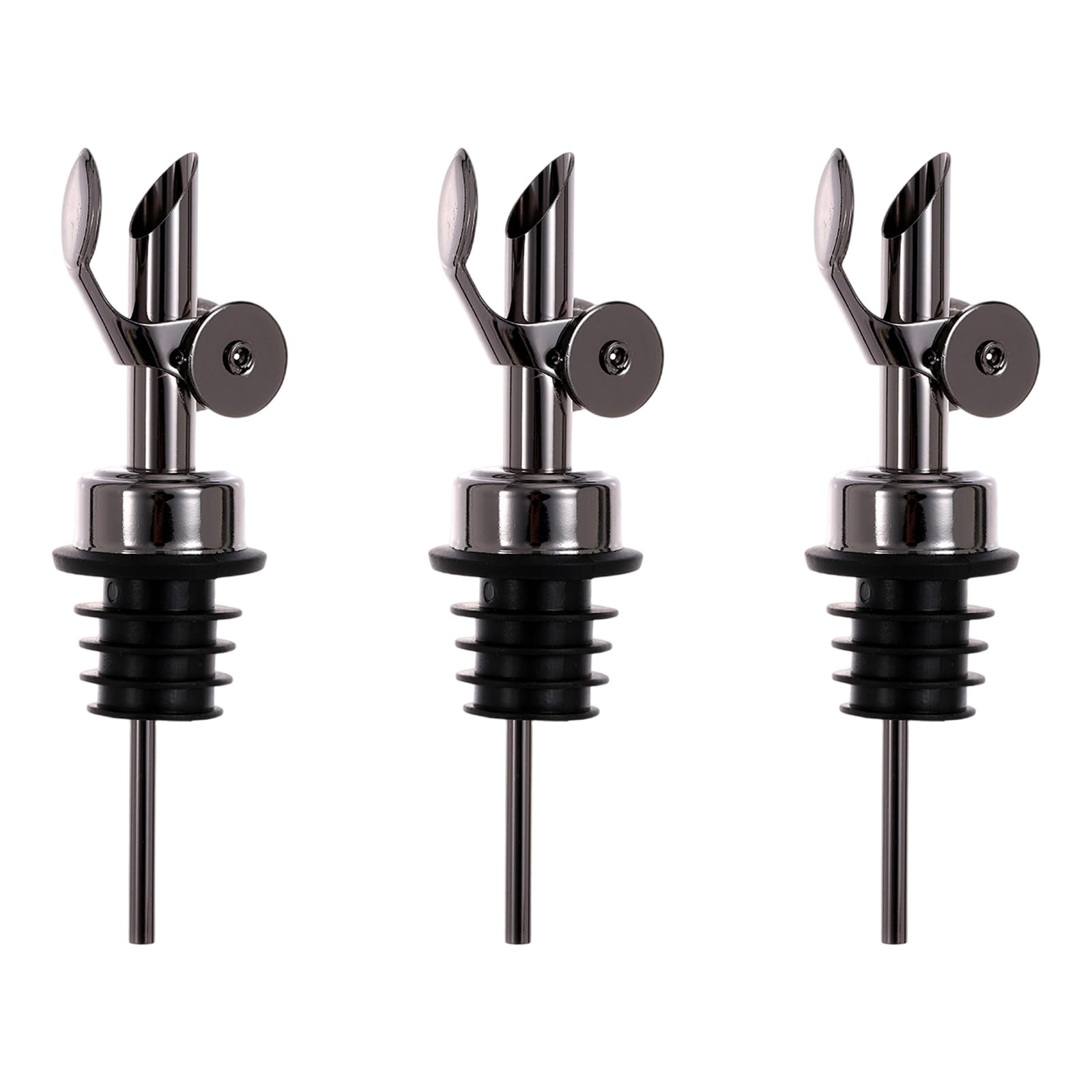 Shurhome Nonrust Steel Automatic Wine Pourers 3Pcs Leak Proof Oil Spouts Dispenser with Auto Closing Lid for Home Kitchens Automatic Wine Pourer Nonrust Steel
