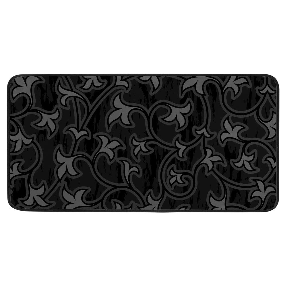 Tapis de cuisine oriental blanc floral 39x20" lavable et antidérapant