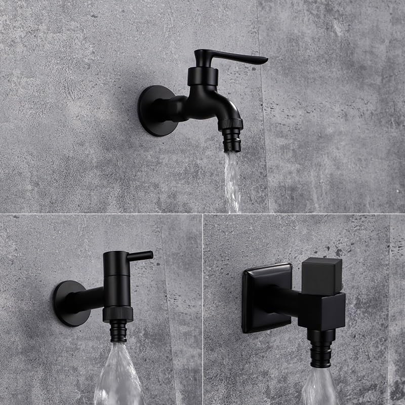 Wandarmatur aus schwarzem Messing – Vielseitig einsetzbar für Bad & Garten, Eckarmatur für Waschmaschine, Pool & WC, Wischmopp-Armatur (3-2)