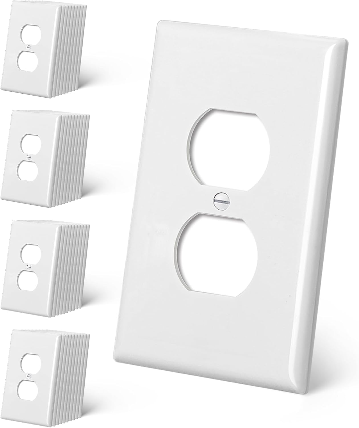 CML 40 Pack Oversized Duplex Outlet Covers, Jumbo Electrical Outlet Wall Plate, 1-Gang Large White Switch Plates, Dual Receptacle Faceplate, Over-Size 3.5” x 5.5”, Impact Resistant, ETL Listed 40 Over-Size Duplex
