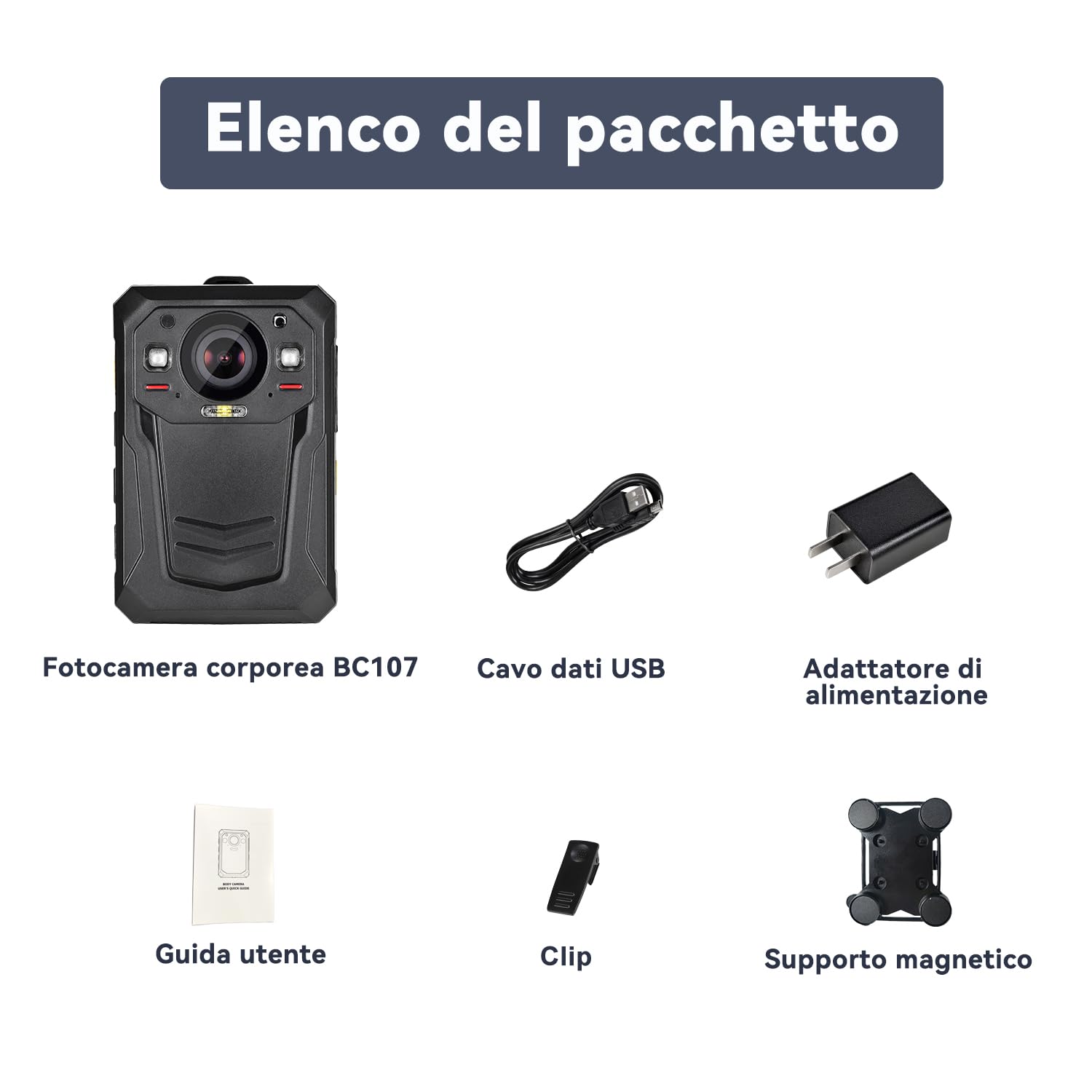 Body-Kamera, EIS Polizei Body-Kamera mit eingebautem 3600mAH Akku, 13 Stunden Videoaufnahme, 1512P HD Körperkamera(64G)