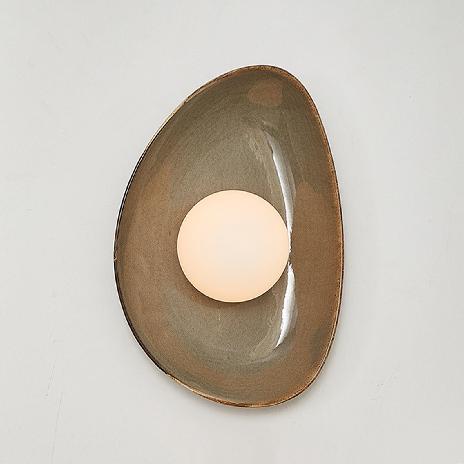 SXWNBIFH Geometry Ceramic Wall Lamp, Gallery Ambient Lighting for Bedroom Headboard Hallway Living Room Background Wall, Modern Style Decorative Wall Sconce Wooden Base