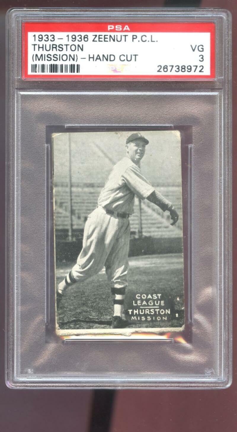 1933 Zeenut Sloppy Thurston PSA 3 Graded Baseball Card Pacific Coast League PCL - Slabbed Baseball Cards