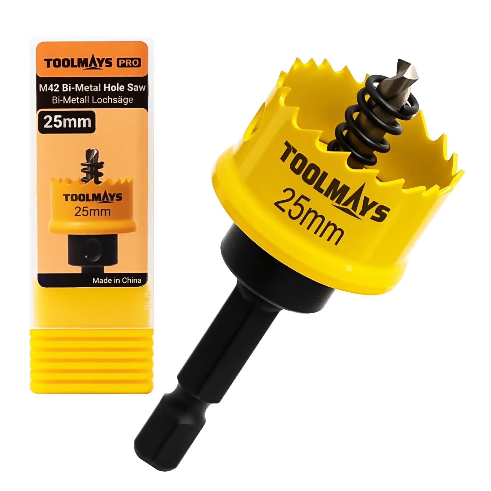 TOOLMAYS 25mm Hole Saw, M42 Bi-Metal Hole Cutter With Drill Bit For Drilling Thin Stainless Steel, Aluminum Alloy, Iron Sheet, Wood, Plastic, PVC
