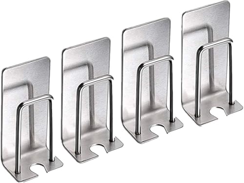 Soporte para cepillos de dientes montado en la pared con soporte autoadhesivo de acero inoxidable para cepillos de dientes, portavasos, 4 piezas