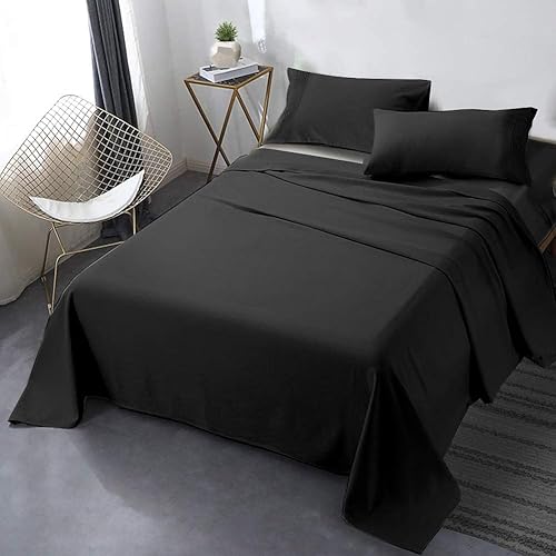 snowhomes 800-Thread Count-4-Pcs Bed Sheets Set-100% Soft Egyptian Cotton Bedding Set Black Twin Sheets-Long Staple Cotton Bedlinen, Mattress Fits