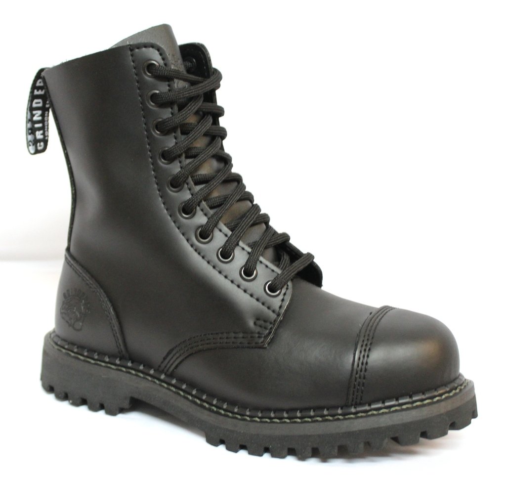 Grinders Stag Opaco Punta Sicurezza Militare Nero Metallo Stivali Unisex Punk del Motociclo