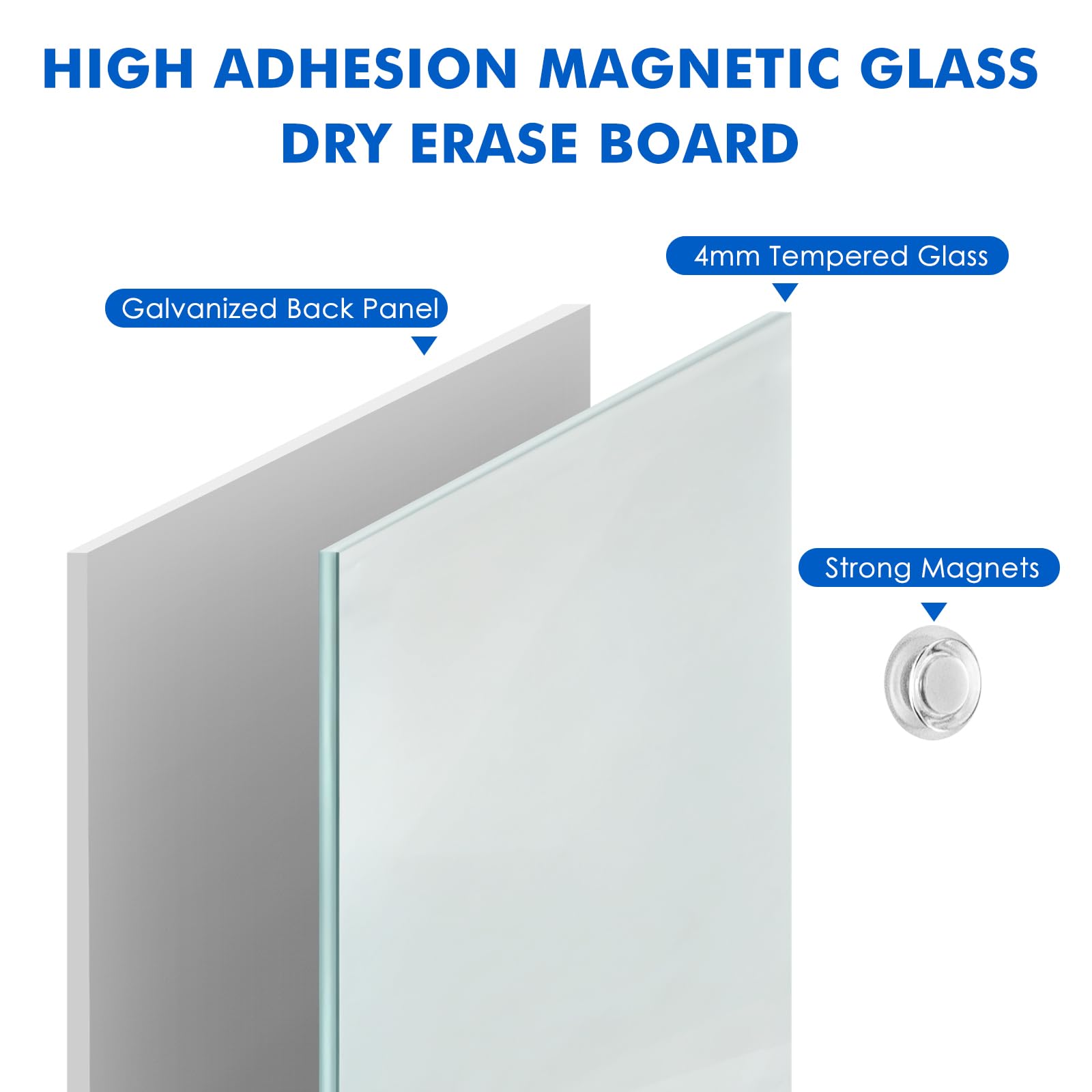 maxtek Tableau Magnétique Verre Trempé, 90 x 60 cm Tableau Blanc Effaçable Mural, Morden Whiteboard sans Cadre, Inklusive 5 Néodyme Aimants, 3 Markers, 1 Gomme, pour Club d'affaires, Bureau, Domicile