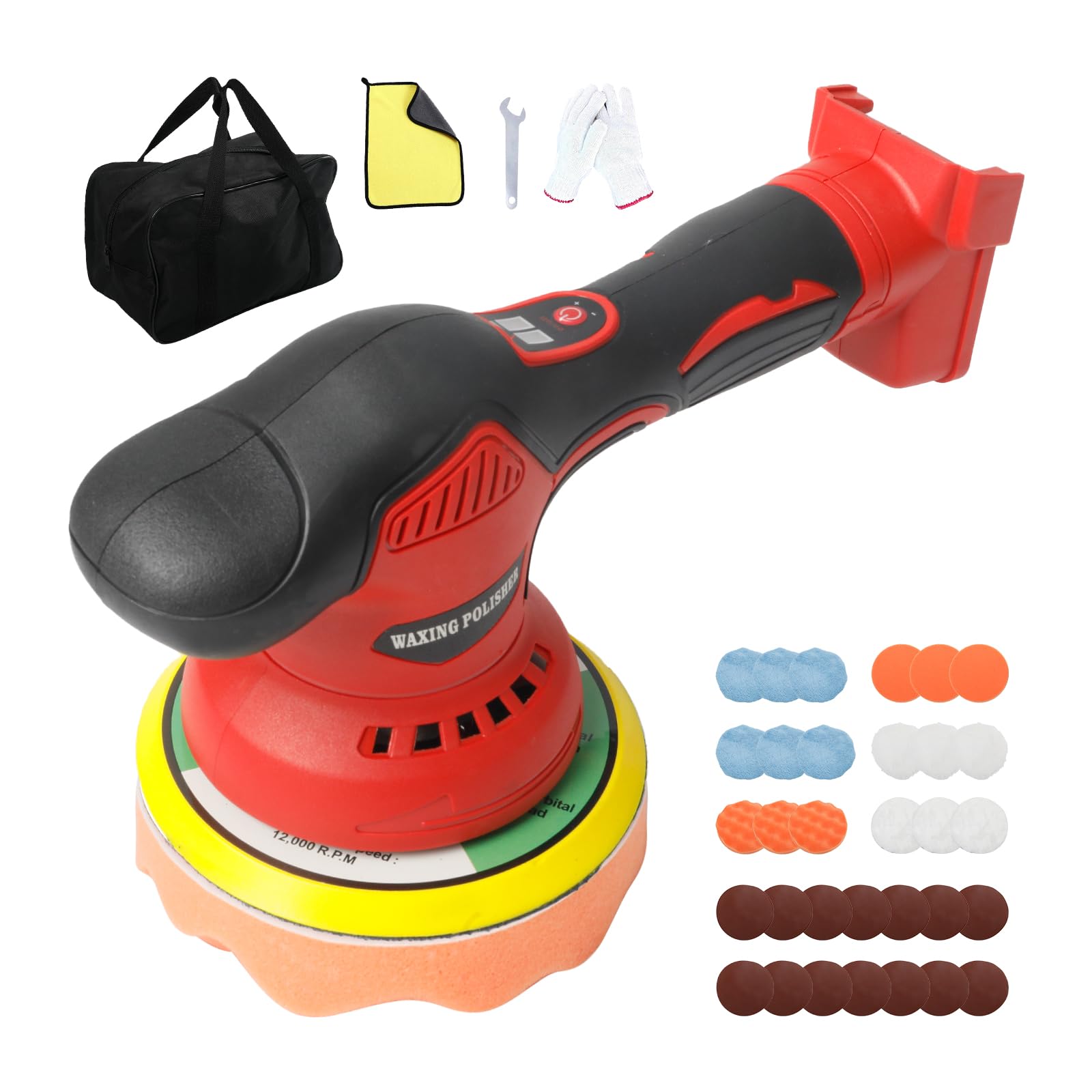 Kabelloser Auto Poliermaschine für Milwaukee, bürstenloses 6-Zoll-Auto Politur-Set, 8 variable Geschwindigkeiten, 5500 U/min Exzenterpolierer für Auto-Detailing, Wachsen Kratzerentfernung (ohne Akku)