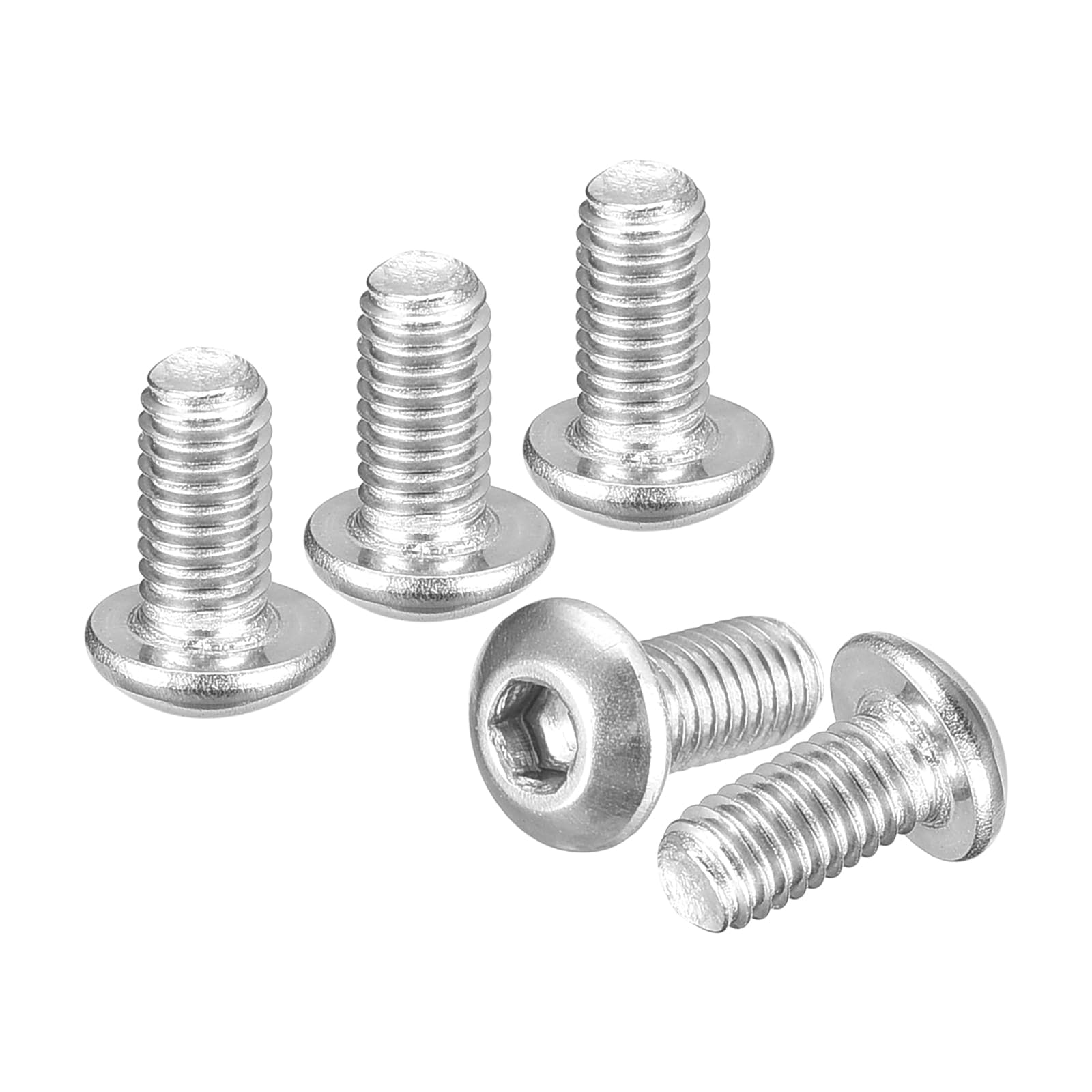 DTGN M3-0.5x6mm Button Head Socket Cap Screws - 50Pack - Good for Road Bicycle, Mountain Bike, Auto, Motorcycle - 304 Stainless Steel Whitewashed - Hex Drive Fasteners — image 1