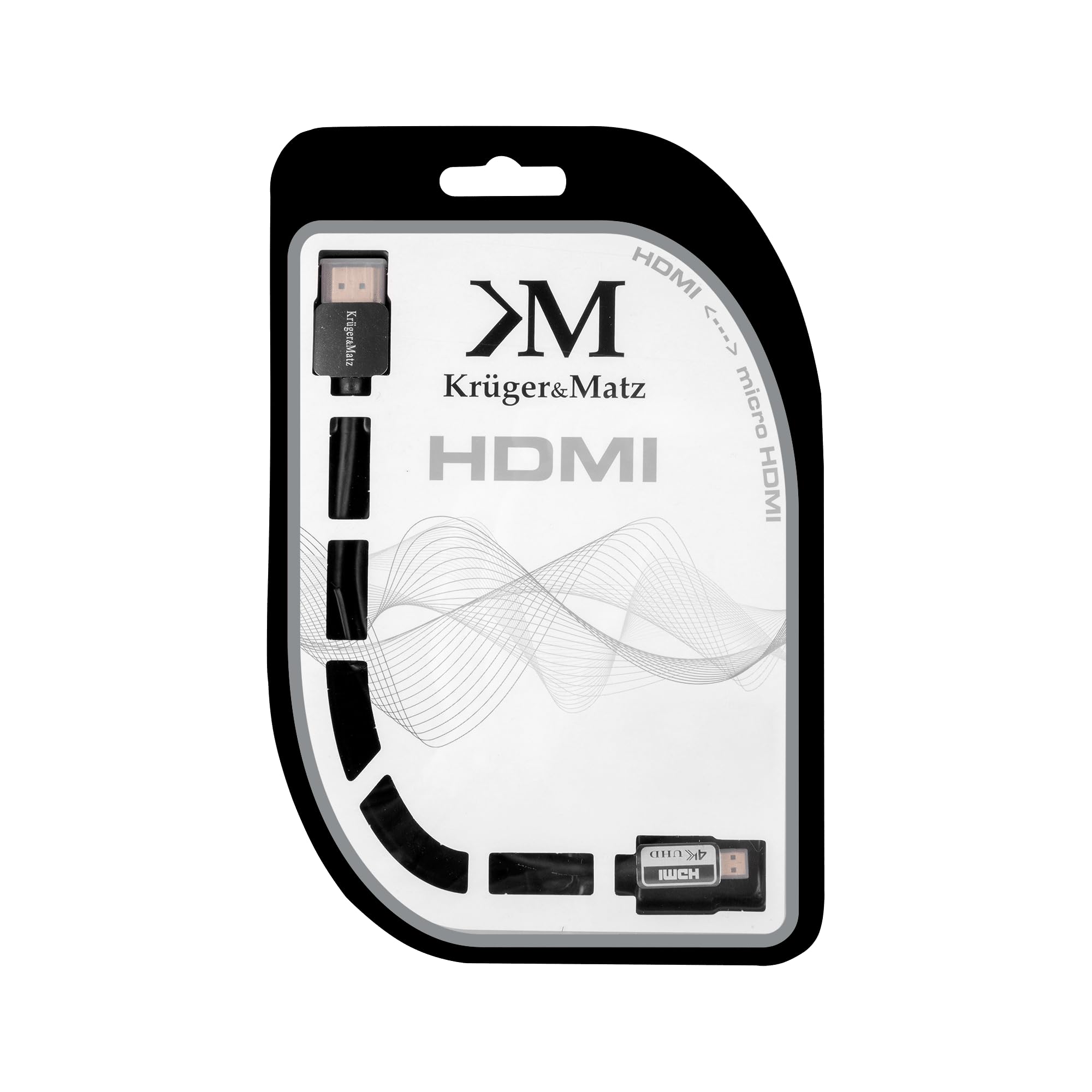 Krüger & Matz HDMI Cable: Micro HDMI Male to Male (A-D) 1.8 m, Grey (grey chiné 14) - Image 3