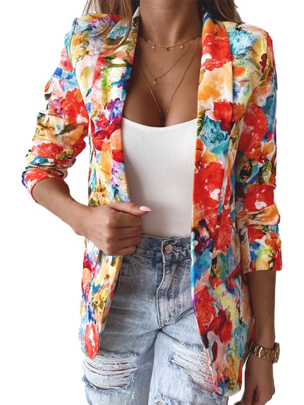 Women's Blazers Business Casual Lightweight Colorful Long Sleeve Open Front Work Office Blazer Jacket
