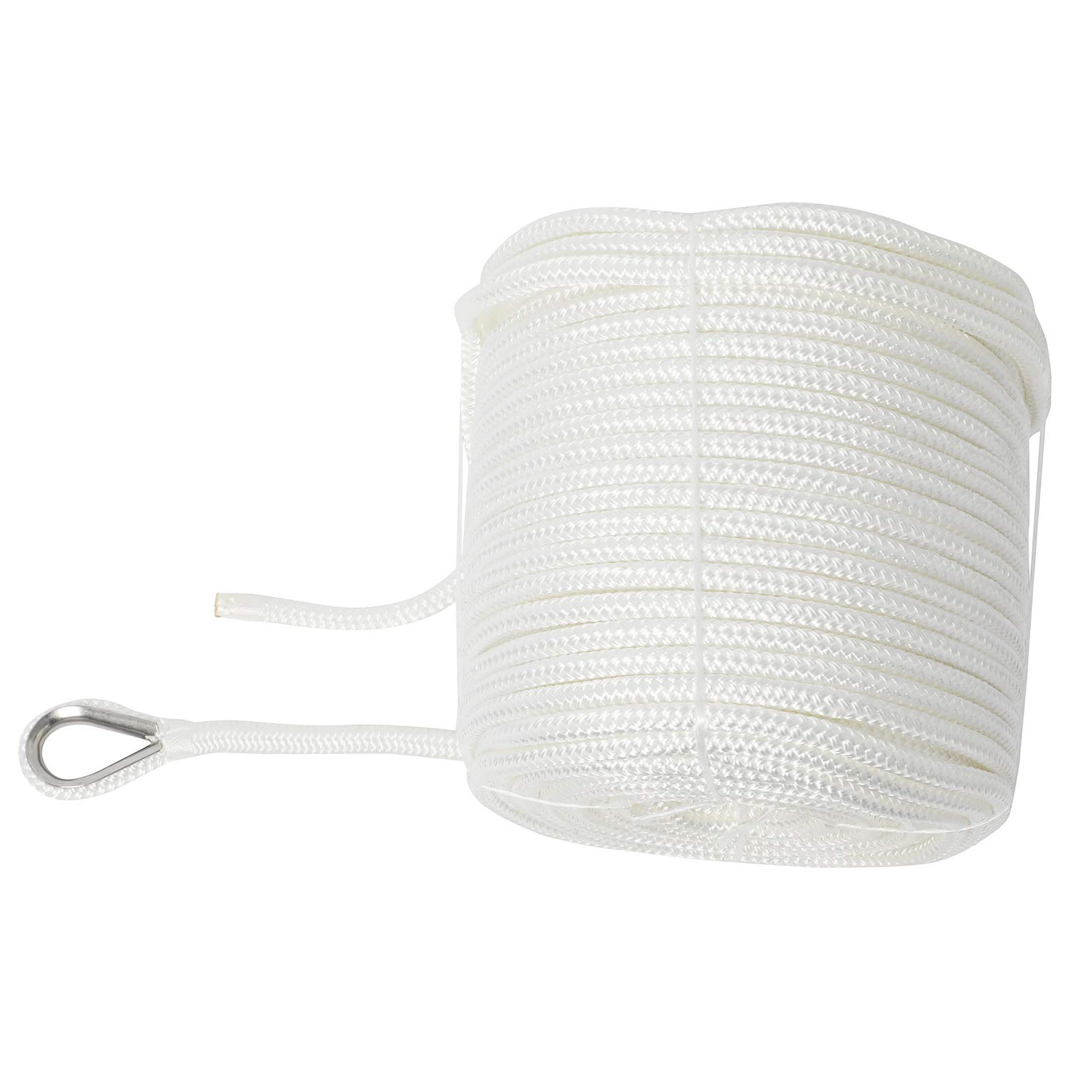 NovelBee 3/8 "x 300 ' Doppia treccia Nylon Anchor Line con ditale (bianco)