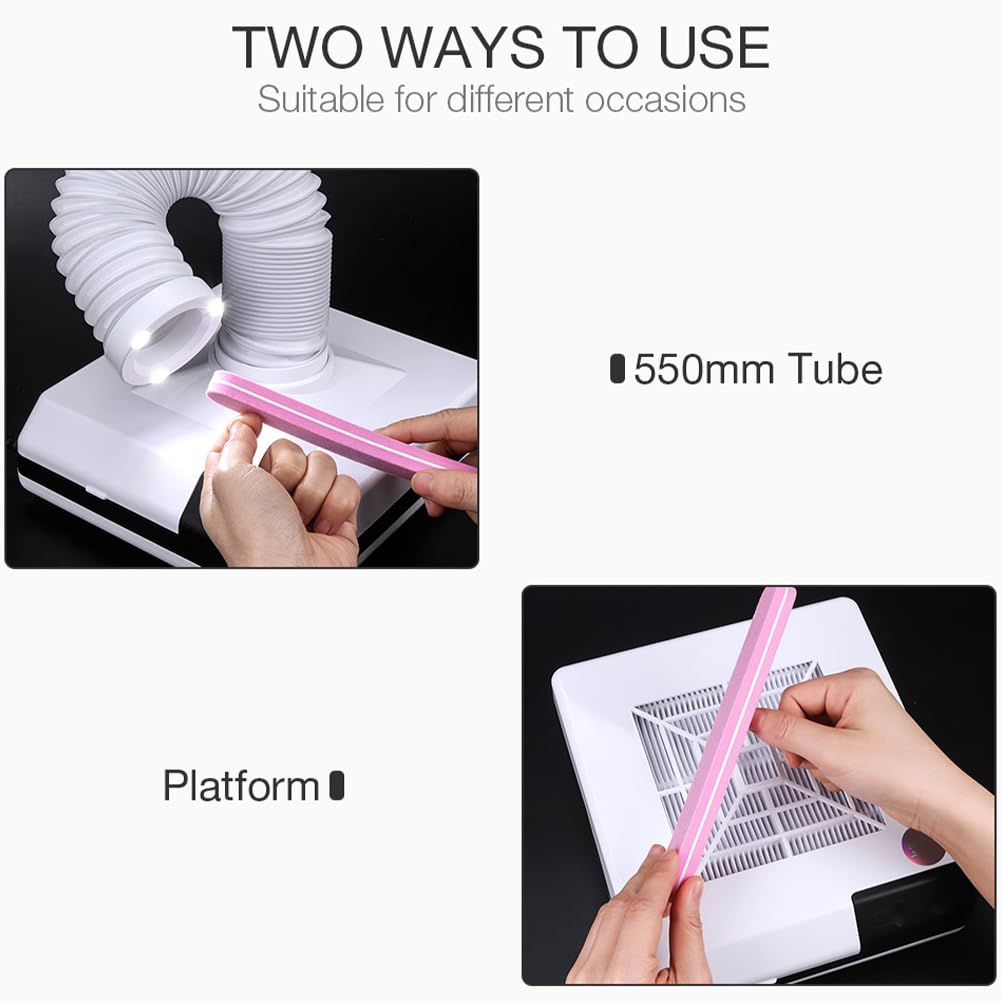 Máquina colectora de polvo de uñas, aspiradora de 60 W para soldar y moler polvo, tamaño mini de escritorio con luz LED para trabajos de soldadura de bricolaje