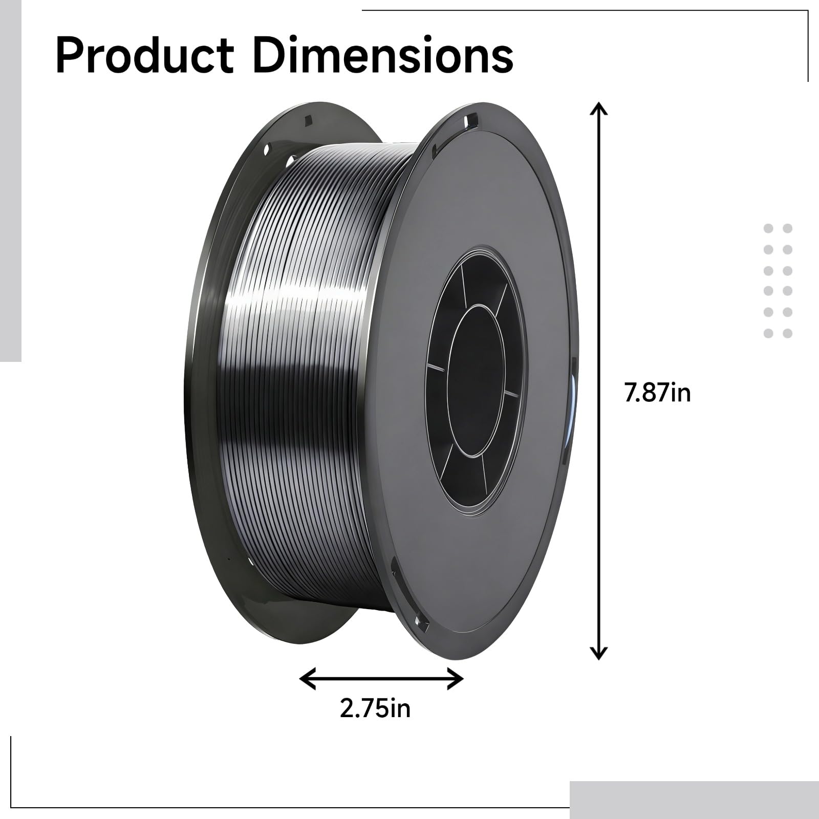 Jedwabny filament PLA 1,75 mm, czarno-szary, schludne uzwojenie, wysoka precyzja tolerancji ± 0,03 mm, niska kurczliwość, bez zatykania, opakowanie próżniowe, dokładność wymiarowa do drukarek 3D FDM