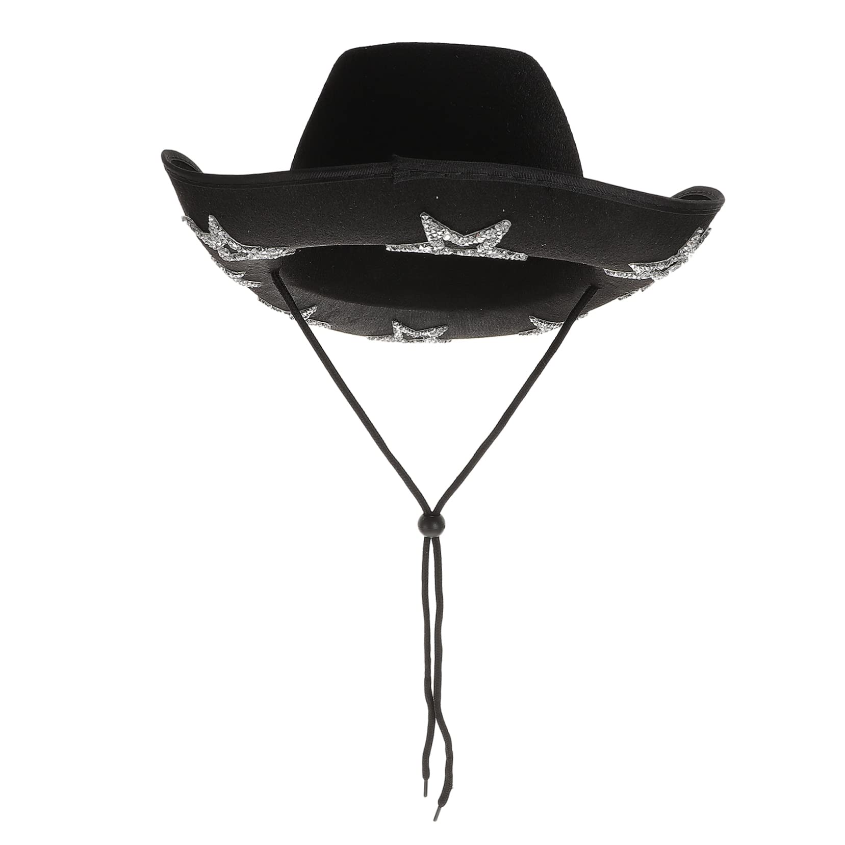 COLLBATH Sparkling Rhinestone Cowboy Hat Fashionable Party Accessory Pentagram for Women's Casual Wear Black