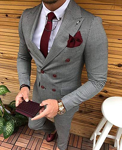 Men's Suit Plaid Double Breasted Jacket and Pants2