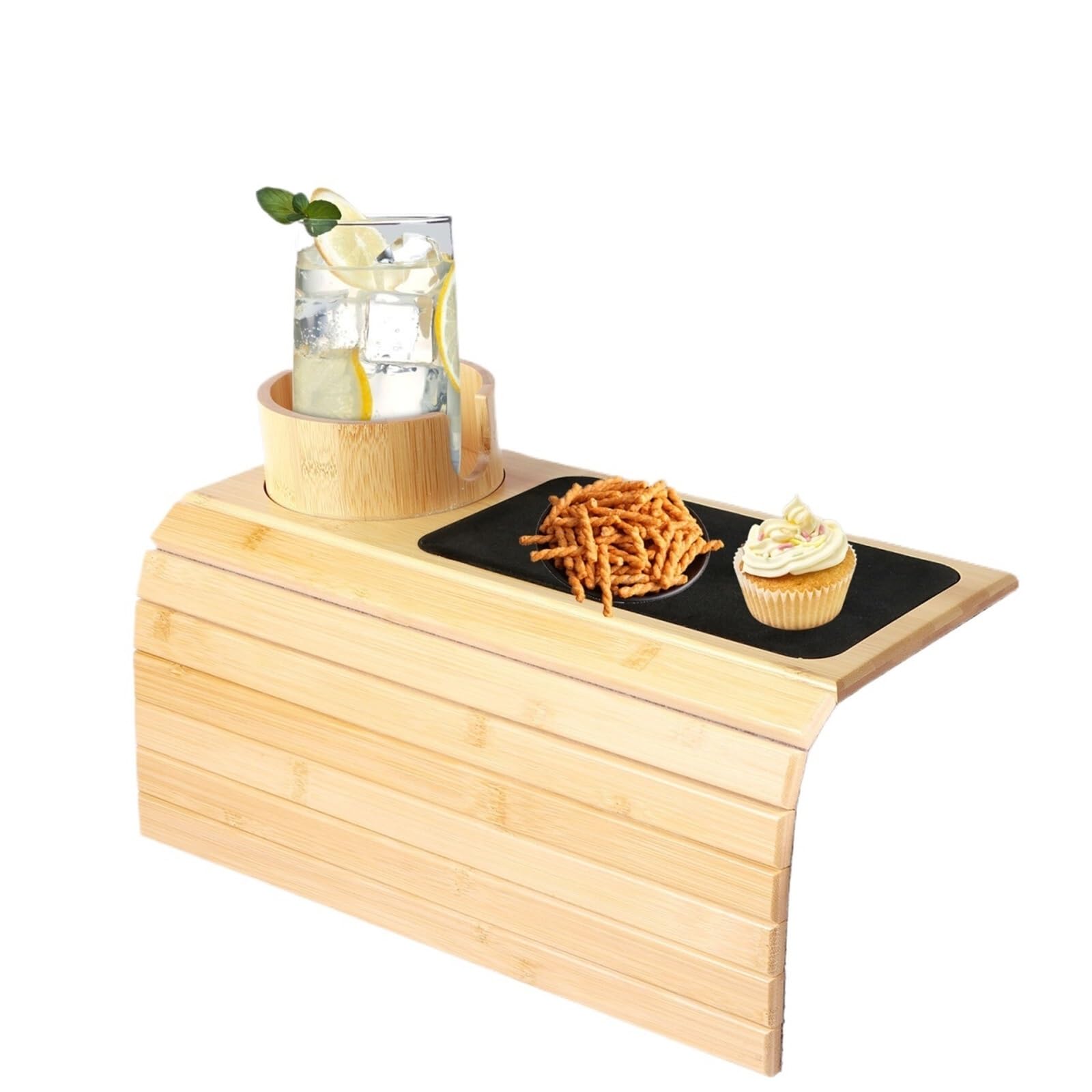 Iopklytf Color-C Sofa Armrest Organizer Wood Sofa Armrest Tray Cup Holder Foldable