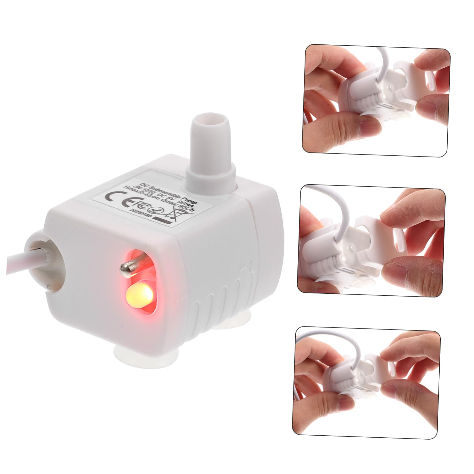 Bomba de Agua para Fuente de Gatos Ajustable con Luz LED Silenciosa y Resistente Repuesto para Dispensadores Pequeños Hogares y Tiendas de Mascotas