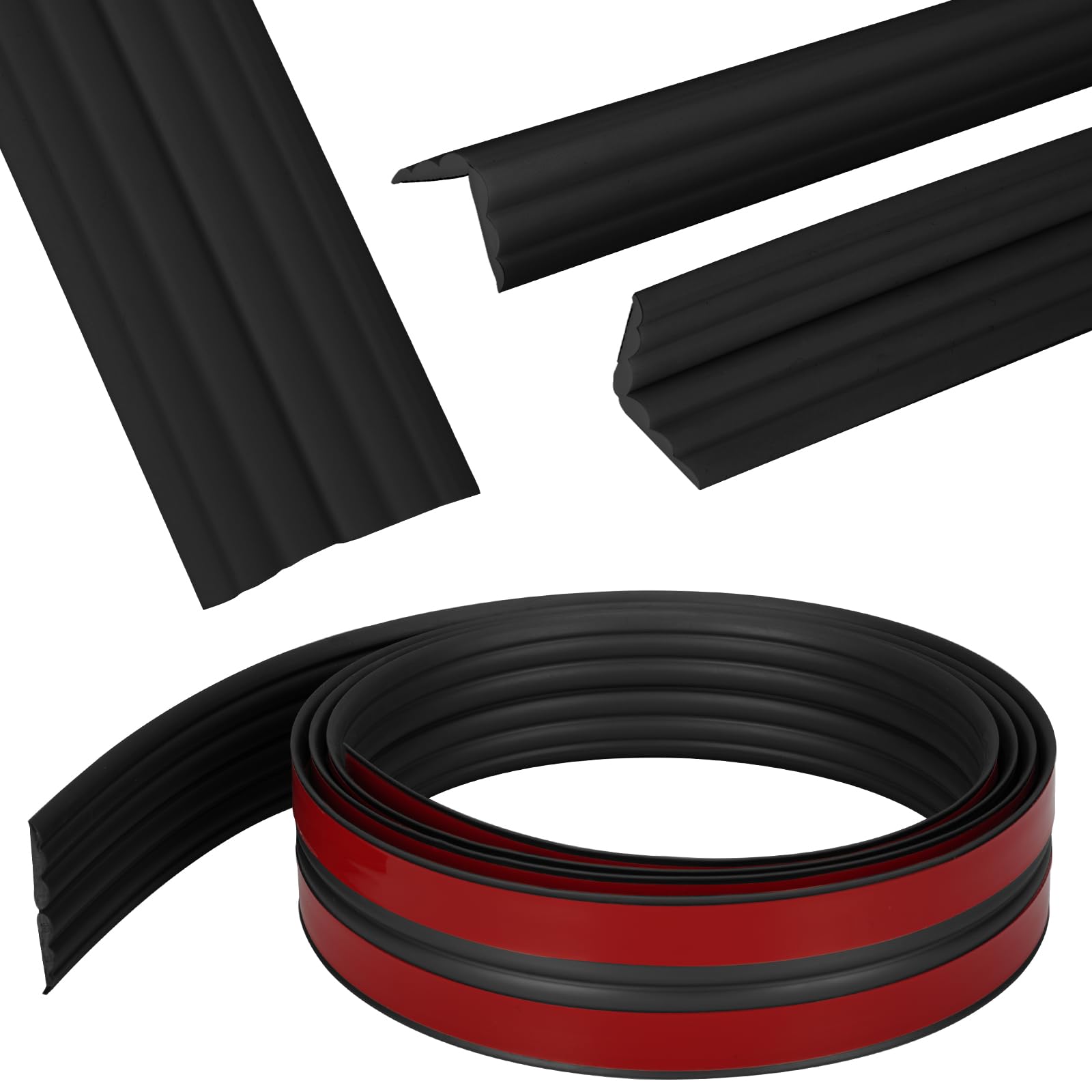 Self Adhesive Inside & Outside Corner Trim, Edge Protector Trim Rubber Strips, Peel and Stick Seal Strip,9.84FT Flexible molding Trim for Windows, Tables, Corners (Width 1.6IN, Black)