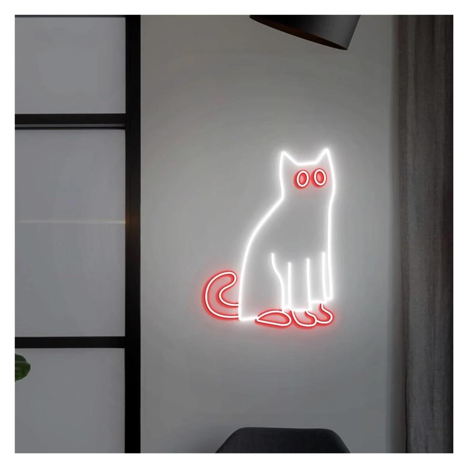 LEMST Signs Lamp Ghost Cat Neon Sign, Adjustable Brightness Animal Lights Suitable for Club Bistro Decor(A,25cmx35cm)