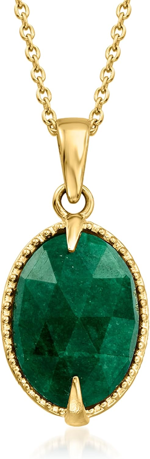 Ross-Simons 5.00 Carat Emerald Pendant Necklace in 18kt Gold Over Sterling. 18 inches