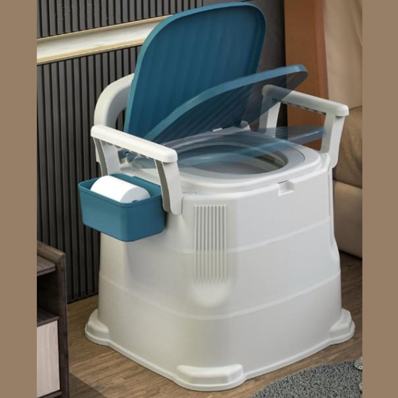 WC Portatile Pieghevole Extra Large Per Adulti – Altezza 39 Cm, Con Portatelefono E Portacarta, Copercchio Impermeabile – Per Campeggio, Escursioni E Viaggi
