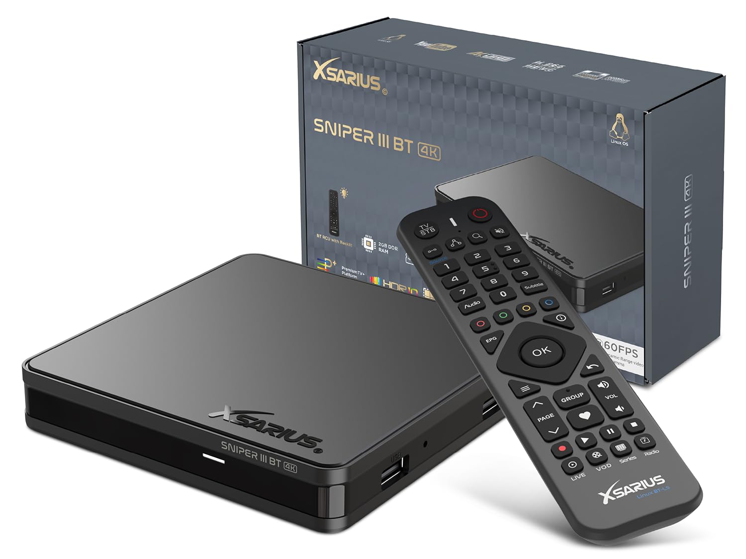 Xsarius Sniper 3 BT - 4K Linux UHD HEVC OTT Linux WiFi IPTV PremiumTV Box Xsarius Sniper 3 BT - 4K Linux UHD HEVC OTT Linux WiFi IPTV PremiumTV Box