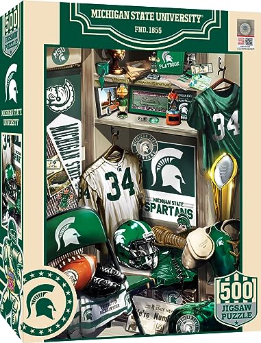 Image of MasterPieces Game Day 500 Piece Jigsaw Puzzle for Adults - NCAA Michigan State Spartans Locker Room - 15 inchx21 inch