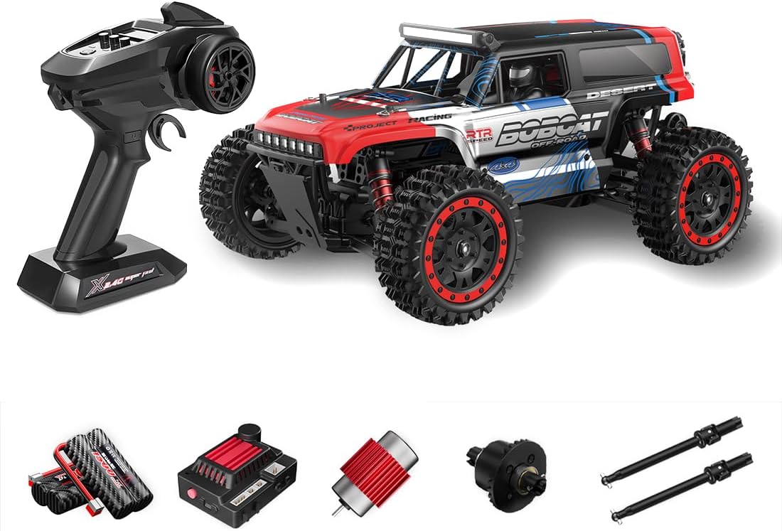 RC Crawlers, S912 1/16 Scale 2.4G 4WD Brushed Full-Proportional High-Speed RC Drift Car, Gift for Him (Two Batteries/Red)