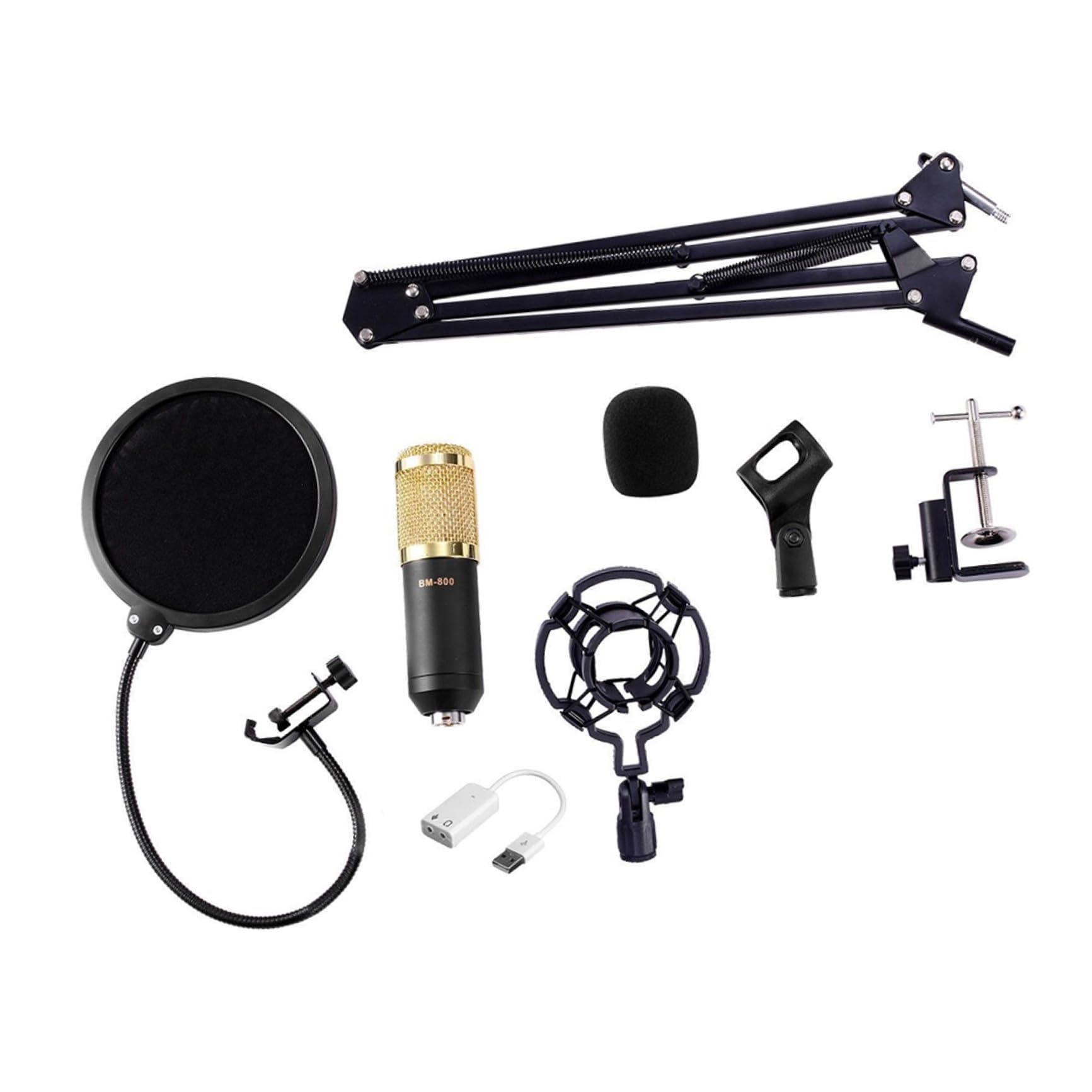 INOOMP Kondensatormikrofon Bm Studio und Live-auftritte mit Metallhalterung Handystativ Filter und Integriertem Windschutz für Gesang und Instrumente