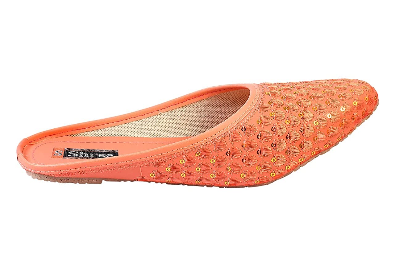 shree ol Latest Rajasthani Jaipuri Juti for Women and Girls (Orange, Numeric_8)-picture-54