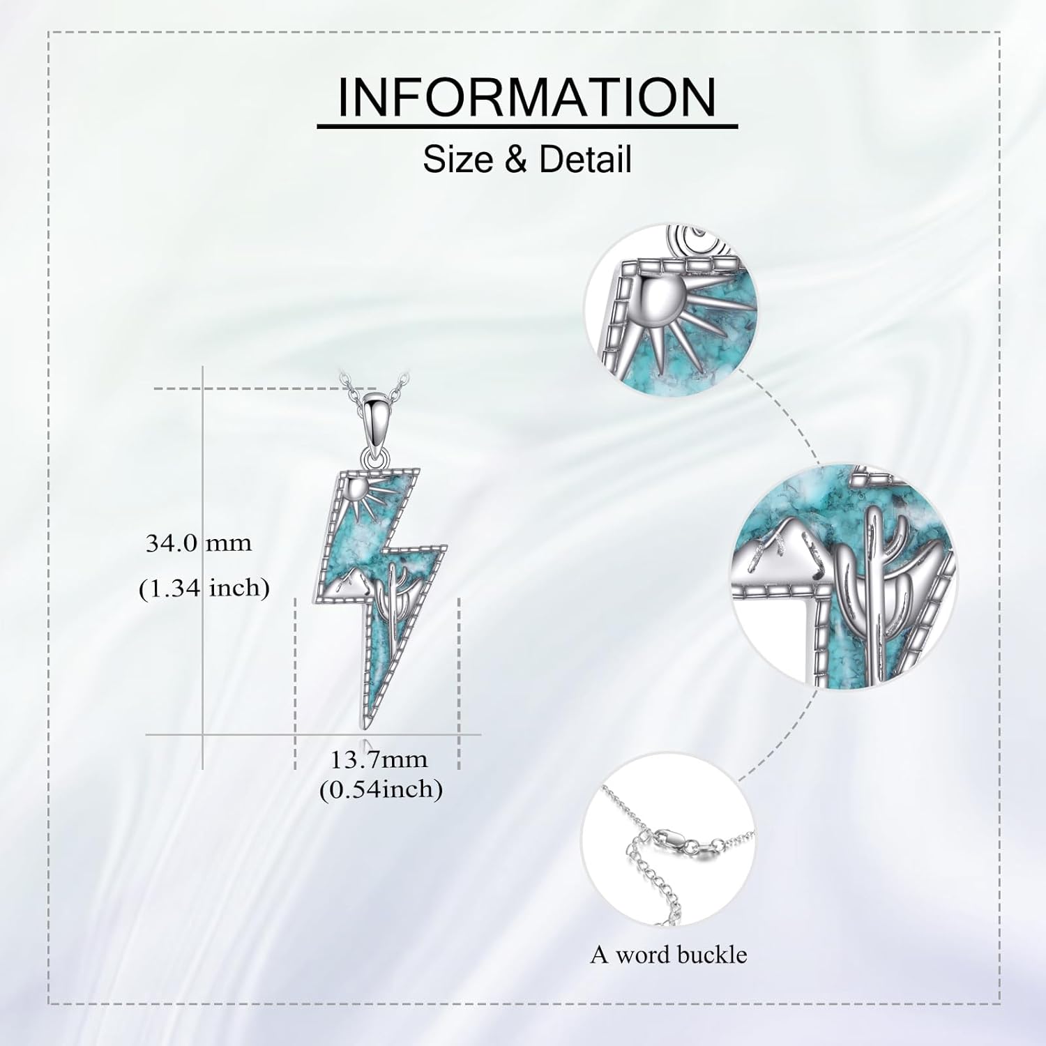 ONEFINITY Lightning Bolt Pendant Necklace 925 Sterling Silver Turquoise Necklace Western Jewelry Gifts For Women Men - Image 4