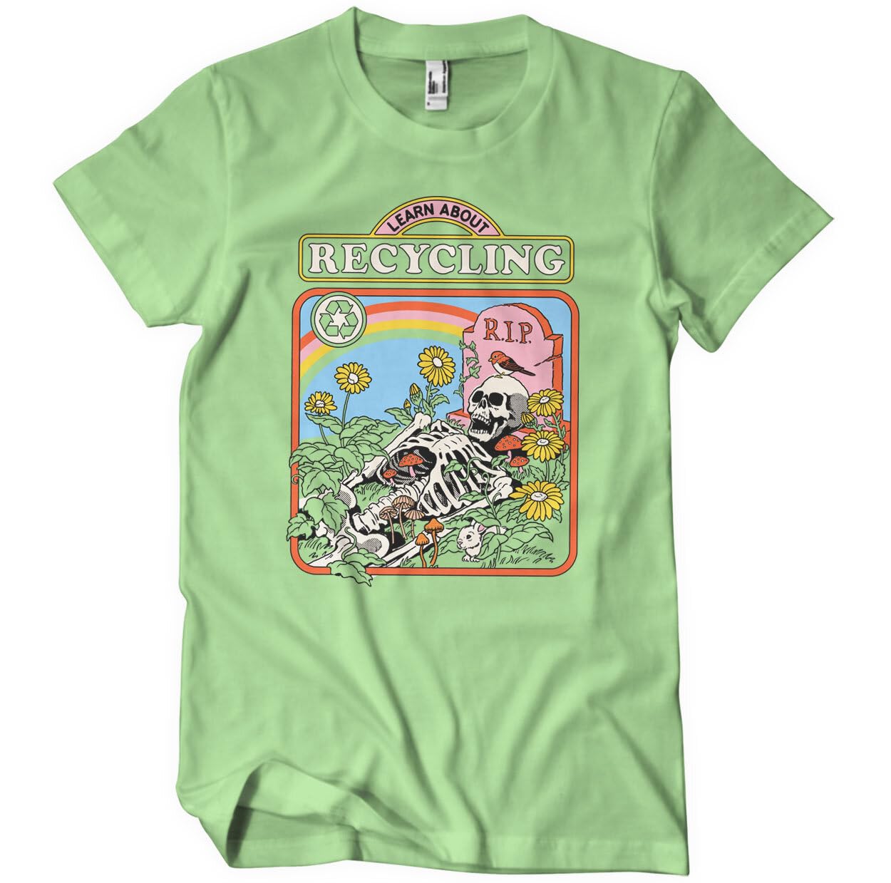Steven Rhodes Men's Mintgreen Officially Licensed Learn About Recycling T-Shirt (Mintgreen), Large